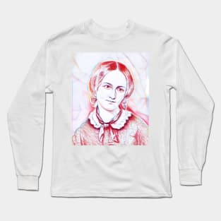 Emily Bronte Portrait | Emily Bronte Artwork Line Art Long Sleeve T-Shirt